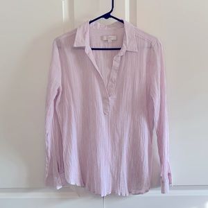 Loft V-Neck Long Sleeve Gauze Tunic - Size L